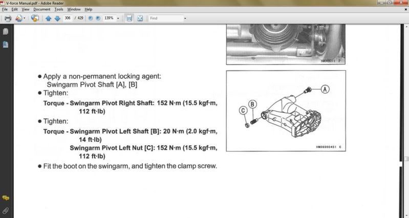 Rear swingarm bolt torque | Kawasaki ATV Forum